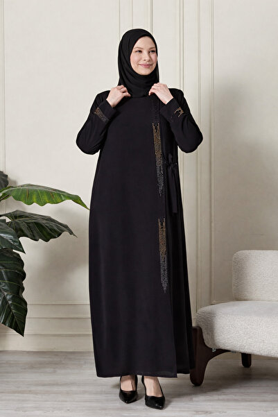 Ferace Μεγάλο Μέγεθος – Μοντέρνα Κοπή με Πέτρινη Λεπτομέρεια