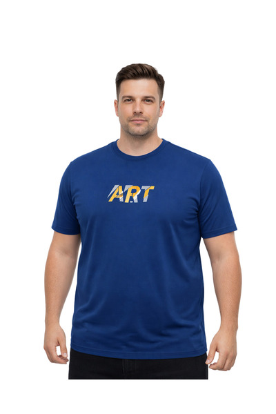 BattalModa تي شيرت رجالي كبير الحجم برقبة دائرية وأكمام قصيرة من Art مقاس 3XL...