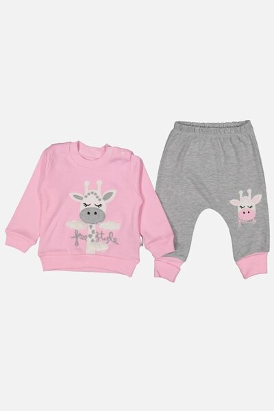 Generic Brand Giraffe Embroidered 100% Cotton Baby Girl Set