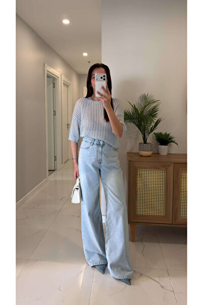 BİRCANÇİL Rioltra Τζιν Μπλε Μαλακής Υφής με Φαρδιά Γραμμή, Τύπου Snow Wash, Μ...