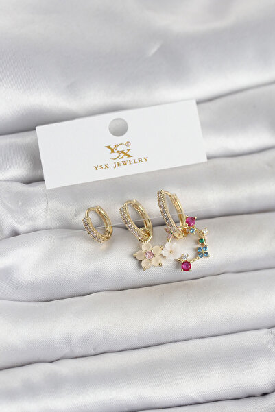 callerrons accessories أقراط نسائية من النحاس باللون الذهبي موديل 3 قطع - EBJ...
