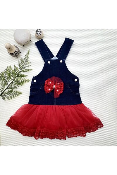 Generic Brand Miyrem 2-3-4 Years Old Bowknot Button Detailed Tulle Skirt Deni...