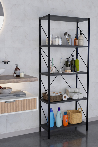 DEKOZUM TİTAN Banyo Rafı Dekoratif Çok Amaçlı Raf Havlu Deterjan Rafı 150x60c...
