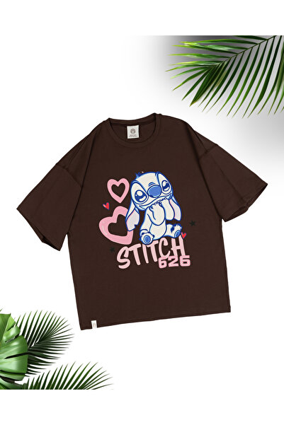 ZAVIXO ΓΥΝΑΙΚΕΙΟ Μπλουζάκι Oversize με στάμπα Stitch, 100% Βαμβάκι |   Άνετο ...