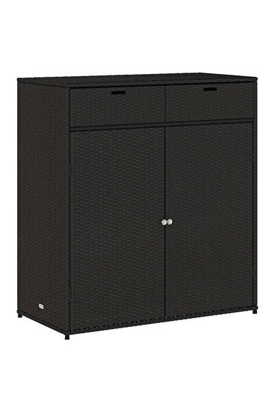 vidaxl Dulap depozitare de grădină, negru, 105x55x113 cm, poliratan