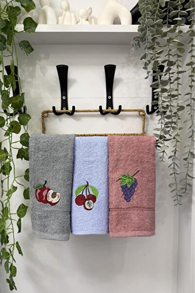 Çeyiz Diyarı Lezzem Κεντητό Σετ Πετσέτες Κουζίνας 3 τεμαχίων 30x50 εκ.