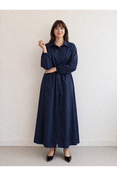 FUAT GÜRSEN Φόρεμα με κορδόνι στη μέση και χάντρες στα μανίκια