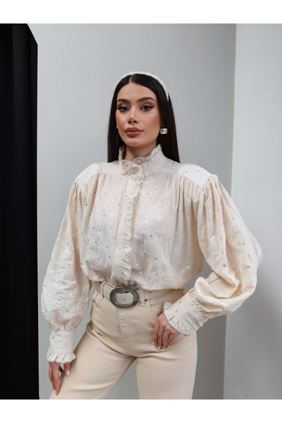 ESRAHELVACI Πουκάμισο με επένδυση και κεντημένα παγιέτες