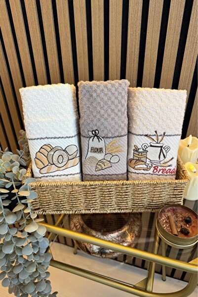 Çeyiz Diyarı Σετ πετσετών πικνίκ 3 τεμαχίων με κέντημα Rüya 40x60 εκ.