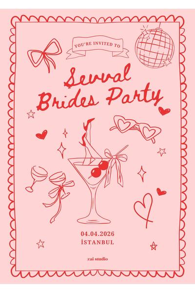 ZaiStudio Kişiye özel Bride to be - Doğum günü parti davetiye ve masa kart se...