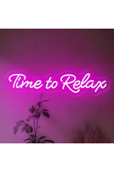 Slasa Time to Relax Neon Sign 13x43 cm Pink LED Light with 6mm Acrylic Base, ...