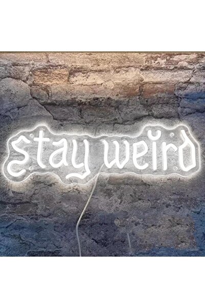 Slasa Stay Weird Neon Sign 13x40 cm White LED Light with 6mm Acrylic Base, Mi...