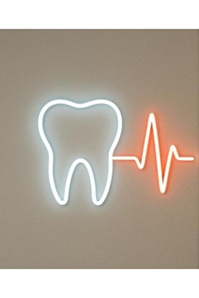 Slasa Tooth Heartbeat Neon Sign 41x60 cm Multicolor LED 6 mm Acrylic Base Den...