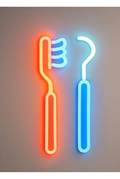Slasa Toothbrush & Dental Tool Neon Sign 40x20 cm Multicolor LED Light with 6...