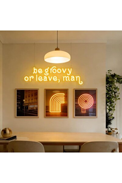 Slasa Be Groovy or Leave Neon Sign 13x40 cm Yellow LED Light with 6mm Acrylic...