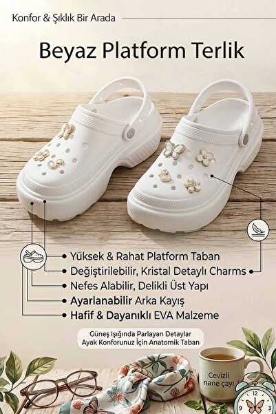 Kinetix Γυναικεία λευκά πέδιλα και παντόφλες με ψηλή πλατφόρμα και λεπτομέρει...