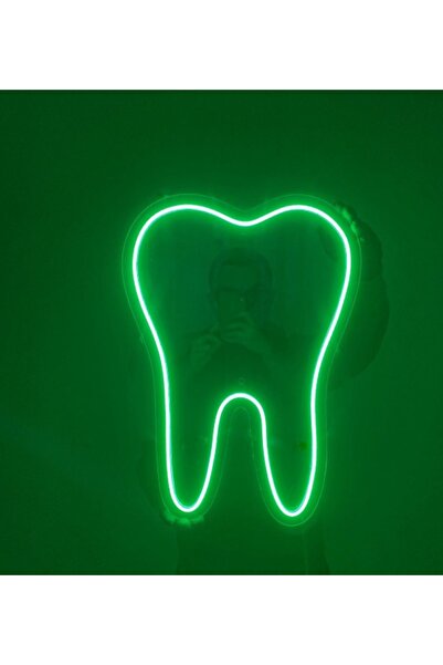 Slasa Tooth Outline Neon Sign 60x50 cm Green LED Light with 6 mm Acrylic Base
