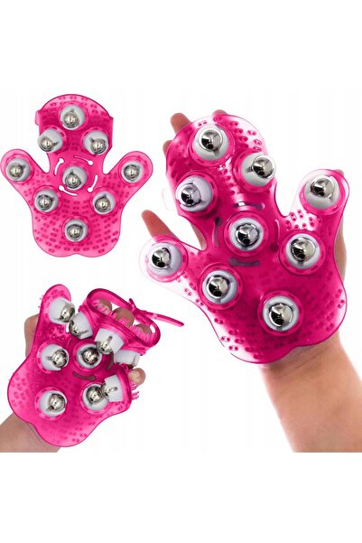 Generic Metal Roller Massage Glove Pink Color Body Muscle Massage Glove with ...