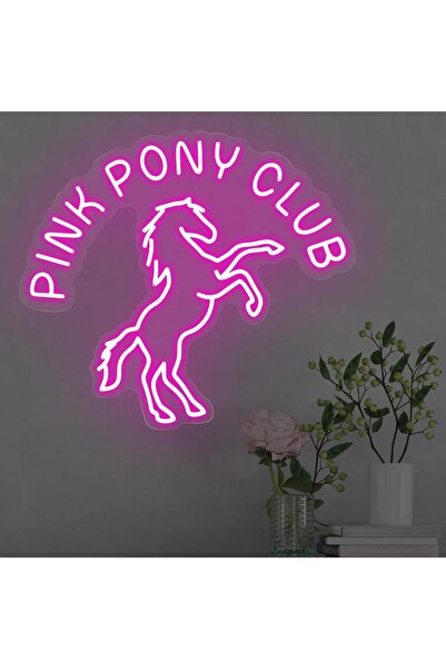 Slasa Pink Pony Club Neon Sign 37x42 cm Pink LED Light with 6mm Acrylic Base,...