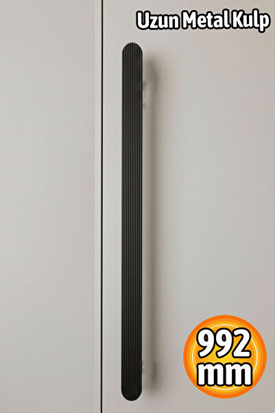 Badem10 ANZER Mat Siyah Çizgili Uzun Kulp 992 mm Çekmece Dolap Kulpu Modern Ş...