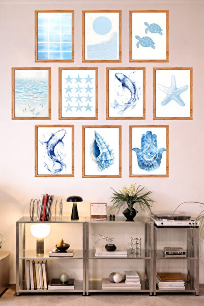 UNT Μπλε με θέμα τη θάλασσα με εμφάνιση 10 πλαισίων |   Μινιμαλιστικό Σετ Ζωγ...