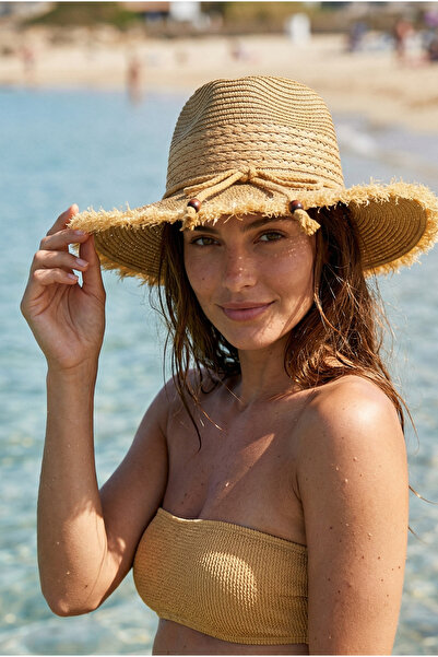 Luminos Butik Ψάθινο καπέλο Παναμά με κρόσσια και κορδόνι, μποέμ καλοκαιρινό ...