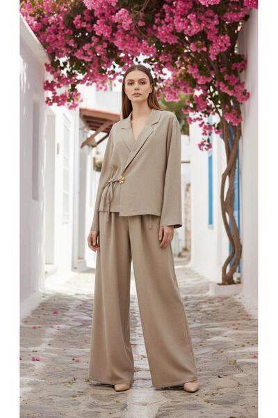 newmisal ΓΥΝΑΙΚΕΙΟ ΣΕΤ ΠΑΝΤΕΛΟΝΙ ΚΑΙ ΜΠΟΥΦΑΝ ΑΠΟ ΛΙΝΟ ΥΦΑΣΜΑ ΜΕ ΠΛΕΥΡΙΚΕΣ ΣΥΝ...