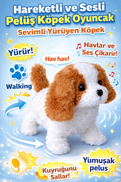 viyol marketim Pilli Hareketli Havlama Sesli Peluş Köpek Oyuncak – Yürüyen Se...