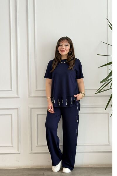 yb yağmur butik Σετ με κοντά μανίκια με λεπτομέρειες από πέτρες και πέρλες στ...