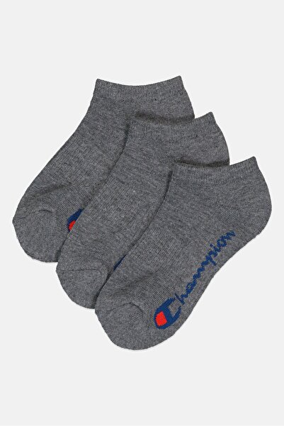 Champion Men 3 Pairs Brand Logo Low Cut Socks, Grey