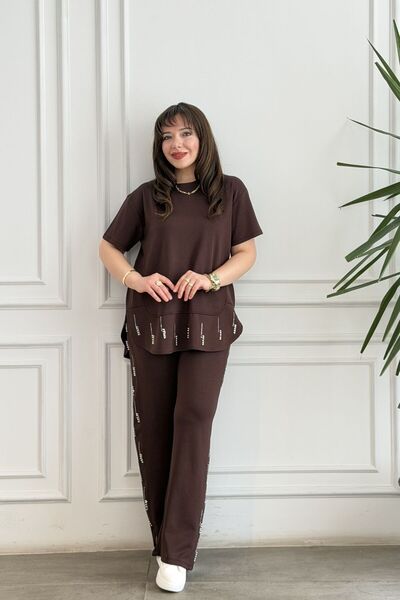 yb yağmur butik Σετ με κοντά μανίκια με λεπτομέρειες από πέτρες και πέρλες στ...