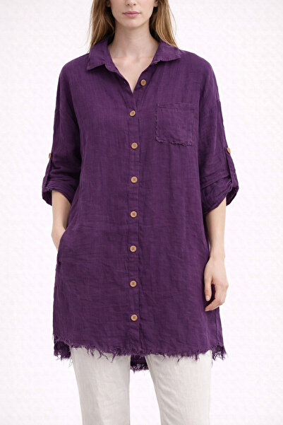Butik Şans Women's Oversize Cotton Tunic Shirt with Pockets