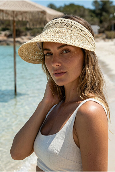 Luminos Butik Ψάθινο καπέλο μπεζ με φαρδύ γείσο και ανοιχτή κορυφή για καλοκα...