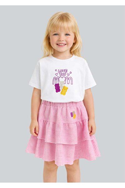 Haribo Κοριτσίστικο Σετ με μπλουζάκι με στάμπα  "Love You Mom " και φούστα Gi...
