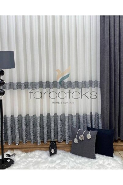 farbateks Tul gri antracit, culoare fumuriu, anti-șifonare, neșifonabil, cu 3...