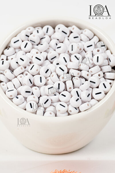BeadLoa 4X7 mm Flat Single Letter - I - Alphabet Beads Lettered Beads 100 Pieces