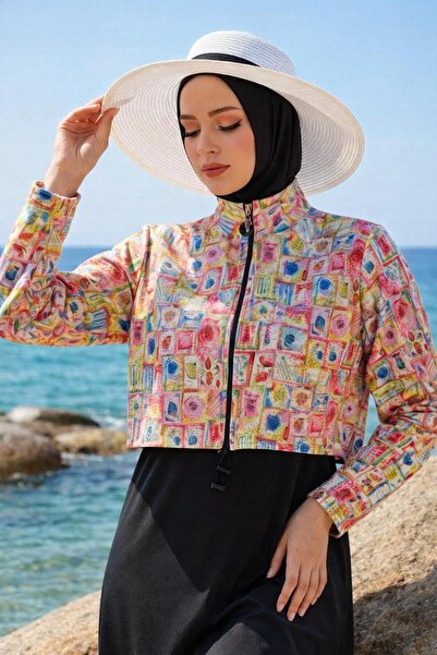 new ats Rimal Full Covered Hijab Swimsuit with Ethnic Pattern, Set of 4 with ...