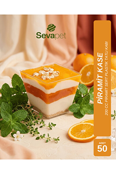 SEVAPET 200 CC PİRAMİT KASE SERT PLASTİK MİKA / 50 ADET KAPAKSIZ TATLI KASESİ