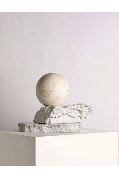 NZCollection Doğal Traverten Taş Küre Tütsülük-El Yapımı Minimalist Dekoratif...