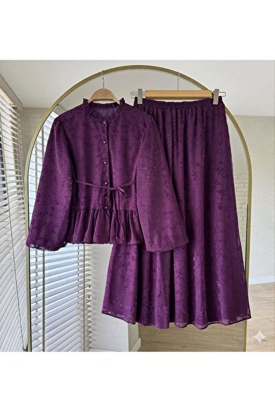 MY QILAM Women's Two-Piece Suit with Hijab Skirt Flok B Printed D Lace Detail...