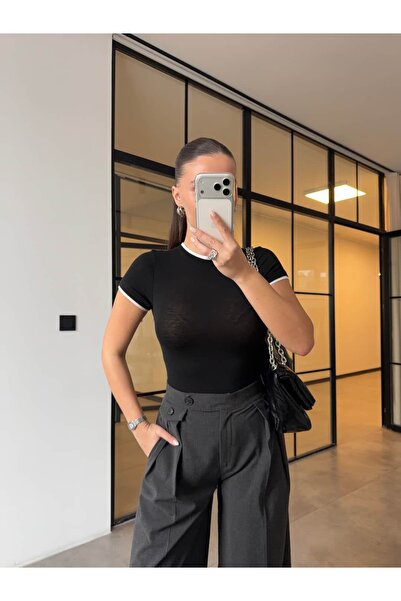 BB Bensu Buyruk ΔΙΑΦΑΝΕΣ ΜΠΛΟΥΖΑΚΙ ΜΕ ΛΕΠΤΟΜΕΡΕΙΕΣ ΑΝΤΙΘΕΣΗΣ ΜΑΥΡΟ