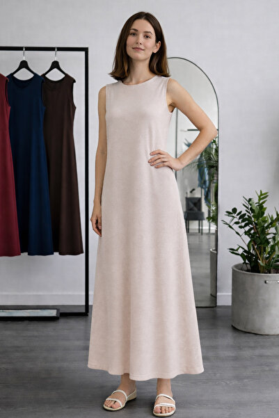 benguen Αμάνικο εσωτερικό φόρεμα N8102 Μπεζ