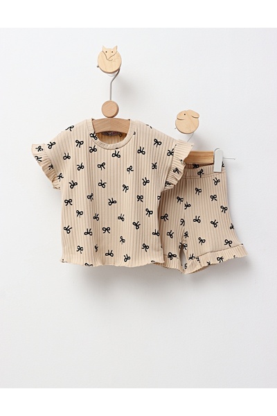 MiniKids Καλοκαιρινό σετ, Πολλά φιόγκοι, μπεζ