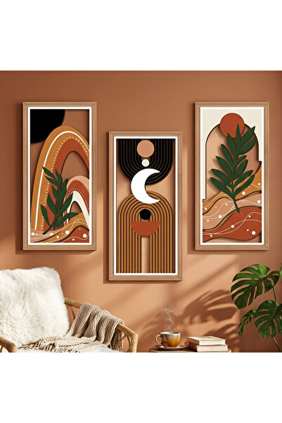 Destello ®   Σετ 3 Διακοσμητικά Πάνελ Τοίχου, Ξύλινα, Μποέμ Στυλ, Πολύχρωμα, ...