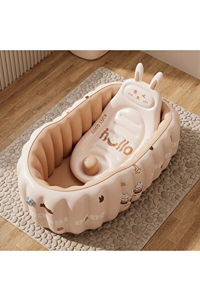 Destello ®   Cădiță gonflabilă pentru bebeluși, ușor de instalat, din plastic, bej, 90 x 58 cm