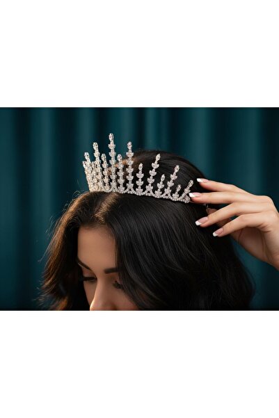 GLAMORA تاج زركون لون فضي مع علبة فخمة