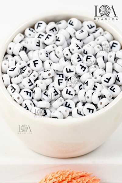 BeadLoa 4X7 mm Flat Single Letter - F - Alphabet Beads Lettered Beads 100 Pieces