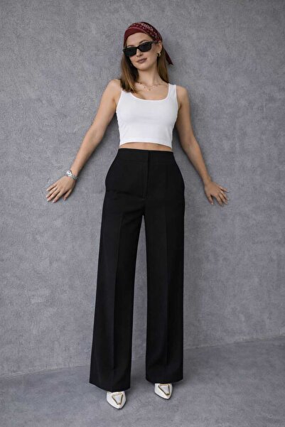 Noa&Noa Ψηλόμεσο υφασμάτινο παντελόνι Plazzo διπλής όψης