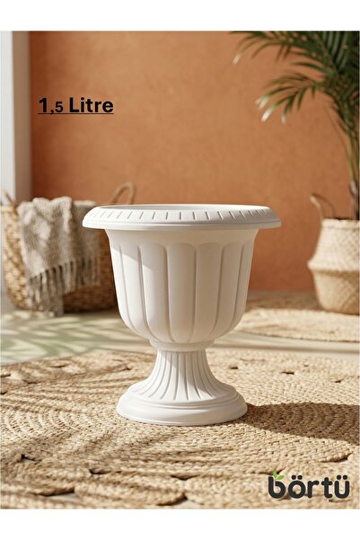 Börtü TR Kadeh Model Nergis 1.5 Litre Modern Ayaklı Dekoratif Plastik Çiçek v...