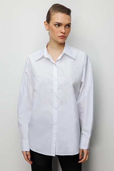 Ekol Bead Embroidered Cotton Shirt-2814